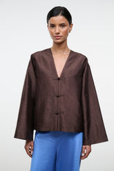 VITO SILK DUPIONI TOP | EARTH
