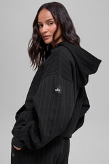 Pinstripe Hoodie - Black Pinstripe