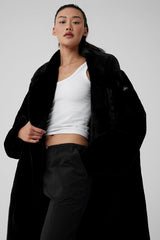 Oversized Faux Fur Trench - Black