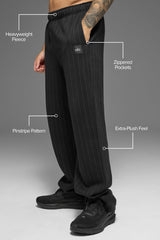 Pinstripe Straight Leg Sweatpant - Black Pinstripe
