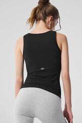 Ribbed Mesh Secret Tank - Black