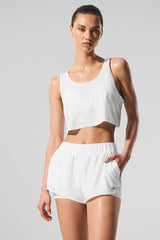 Cropped Sport Star Tank - White