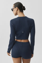 Mini Cable Sweater Cardigan - Navy