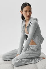 Alosoft Finesse Full Zip Fitted Hoodie - Vintage Athletic Heather