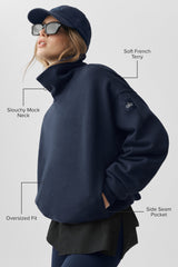 Hazy Mock Neck Pullover - Navy