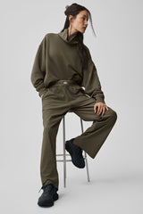 Hazy Mock Neck Pullover - Olive Tree