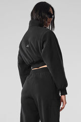 Polar Fleece Cropped Wintry Mix Jacket - Black