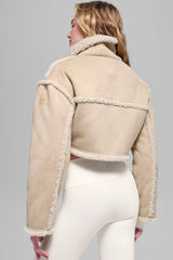 Faux Shearling Snowfall Cropped Jacket - Woodland Tan