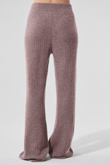 Cashmere High-Waist Plush Waffle Pant - Mushroom Heather