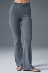 Denim Knit High-Waist Flare Pant - Steel Grey/Anthracite