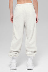 Polar Fleece High-Waist Retreat Jogger - White Heather Grey