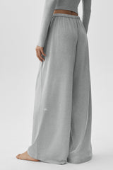 Alosoft Mid-Rise Finesse Wide Leg Sweatpant - Vintage Athletic Heather