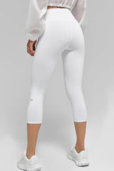 High-Waist Airbrush Capri - White