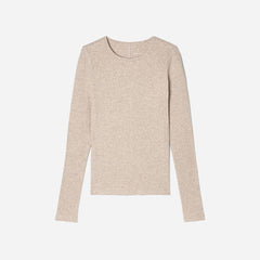The Luxe Rib Long-Sleeve Crew | Heathered Meringue