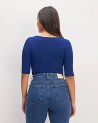 The Luxe Rib Scoop-Neck Tee | Bellwether Blue
