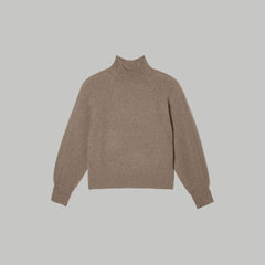 The Cashmere Ribbed Turtleneck | Heathered Taupe Grey