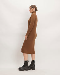 The Cotton-Merino Turtleneck Dress | Rich Camel