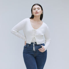 The Cotton-Merino Front-Tie Top | Snowflake