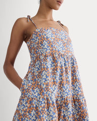 The Gauze Mini Tiered Dress | Soft Cobalt Floral