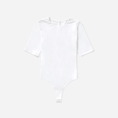 The Short-Sleeve Crew Neck Bodysuit | White | Thong