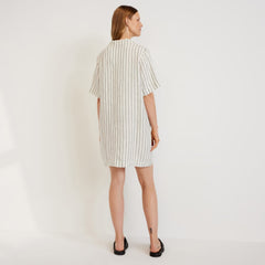 The Linen Workwear Dress | Black / Canvas Tan
