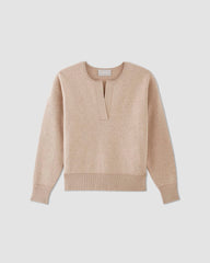 The Cotton-Merino Vintage Henley | Warm Oat Heather