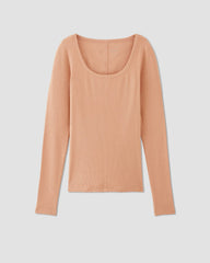 The Luxe Rib Long-Sleeve Scoop-Neck Tee | Blush Pink