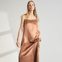 The Satin Square-Neck Slip Dress | Carob Brown