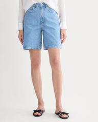 The Long A-Line Denim Short | Light Indigo