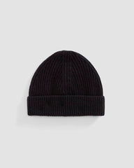 The Cashmere Fine Rib Beanie | Black