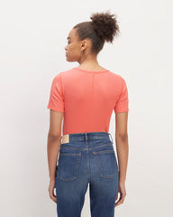 The Luxe Rib Crew | Coral