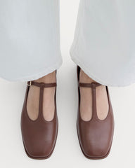 The Leather T-Strap Flat | Rum
