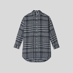 The Way-Long Linen Shirt | Canvas Tan / Navy