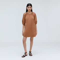 The Seersucker Puff Sleeve Dress | Tawny Brown