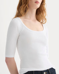 The Luxe Rib Scoop-Neck Tee | White