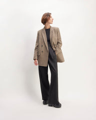 The ReWool® Double-Breasted Blazer | Beige Houndstooth