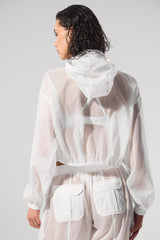 Cropped Game Time Full Zip Jacket - White