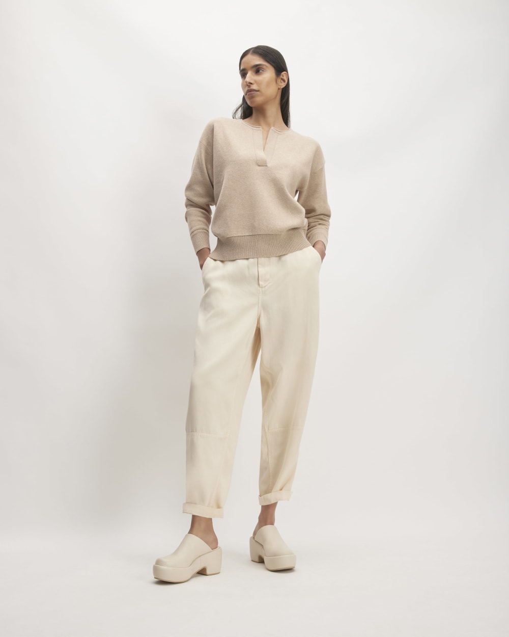 The Cotton-Merino Vintage Henley | Warm Oat Heather