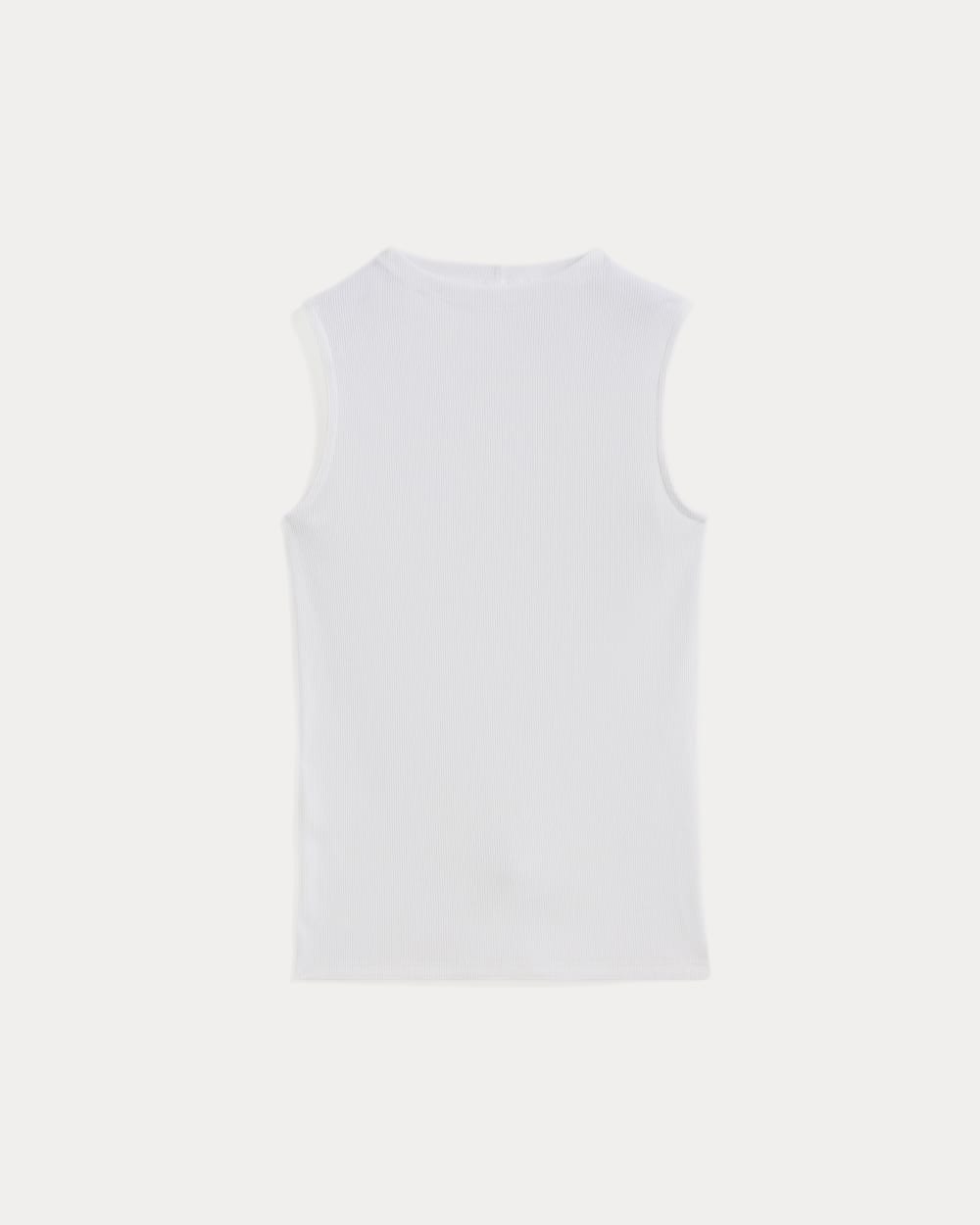The Luxe Rib Funnel-Neck Tank | White