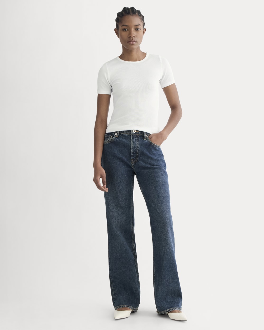 The Luxe Rib Crew | White