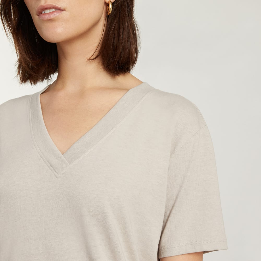 The Vintage V-Neck Hemp Tee | Moonlit Cloud