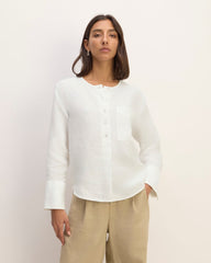 The Popover Shirt in Linen | White