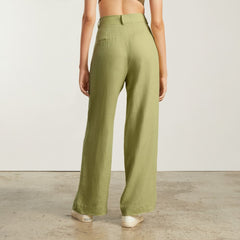 The Linen Way-High® Drape Pant  | Leek