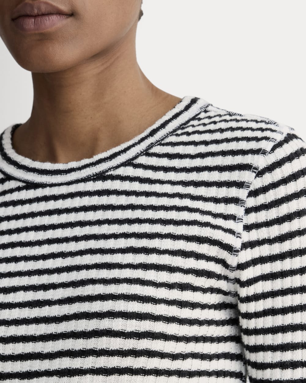 The Cozy Rib Long-Sleeve Tee | Bone / Black