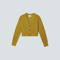The Alpaca V-Neck Cropped Cardigan | Golden Palm