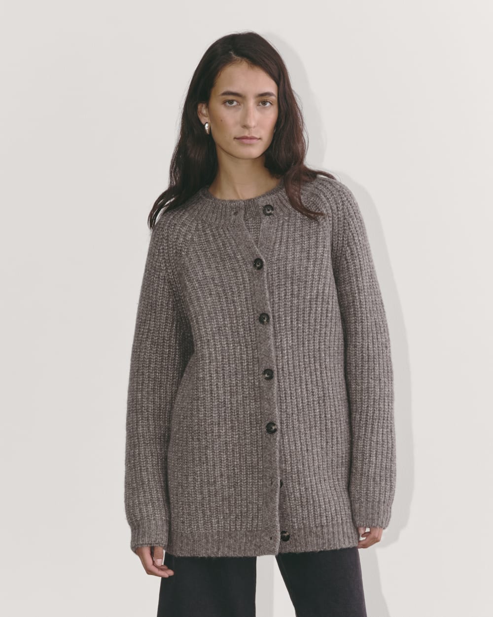 The Fisherman Cardigan in Cloud | Taupe Melange