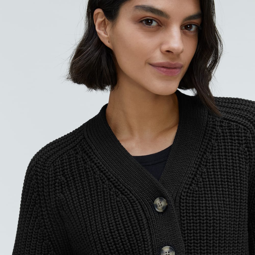 The Texture Cotton Cardigan | Black