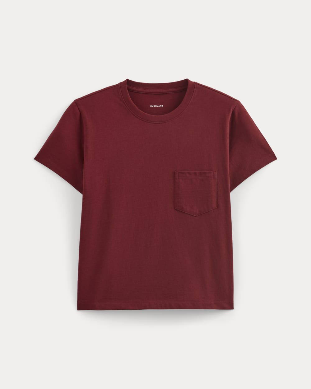 The Box-Cut Tee in Essential Cotton | Merlot | Pocket