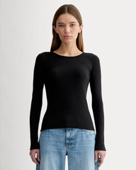The Luxe Rib Long-Sleeve Crew | Black