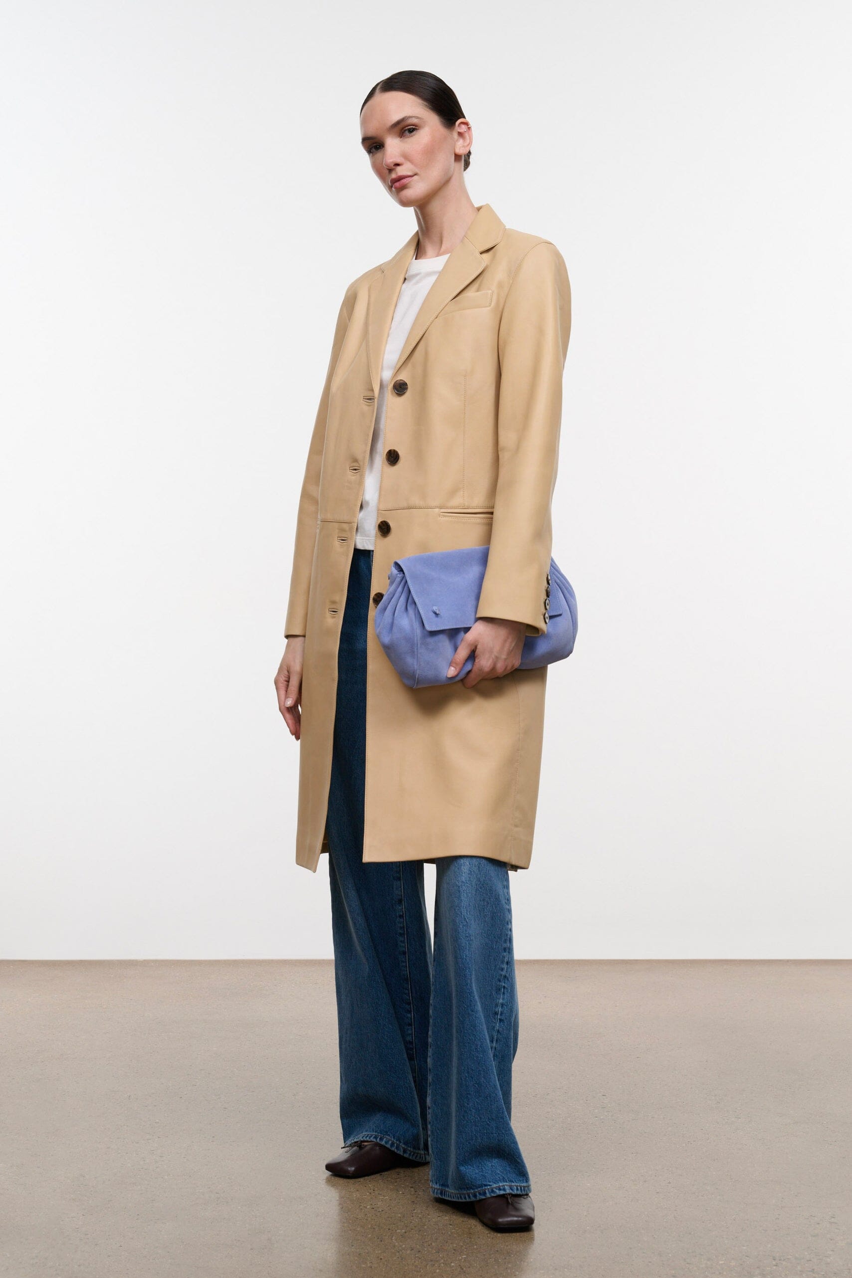 WYATT LEATHER COAT | CASHEW